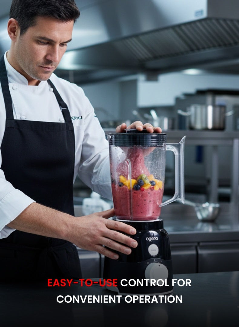 أوجيرا عصارة وخلاط كهربائي 2 في 1 بقوة 650 واط | وعاء سوائل غير قابل للكسر | صانع عصائر وسموثي | محرك عالي القدرة | تصميم مدمج لسطح المطبخ | سهل التنظيف | OG5104BR أسود/فضي - Image 5